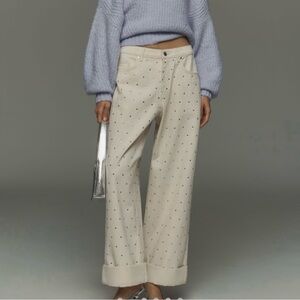 Cream Rhinestone Women's Pants